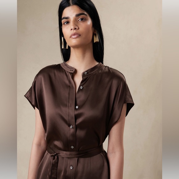 SOLD OUT!!!❤️❤️NWT BANANA REPUBLIC SERENADE SILK SHIRTDRESS - Picture 3 of 6